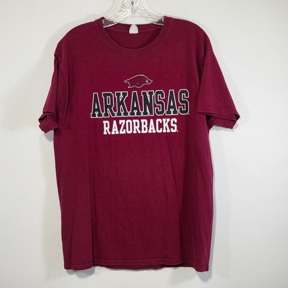 Hanes University of Arkansas Razorbacks T-Shirt Maroon Size Large